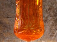 Bleikristallglas Vase / Orange / geschliffen / Tulpe / Vintage / Ri / GBR - Zeuthen