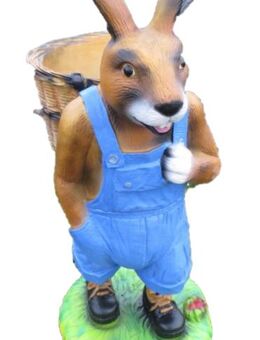 Dekofigur Hase mit Korb auf Rücken Gartendeko Ostern Osterhase - Hergisdorf
