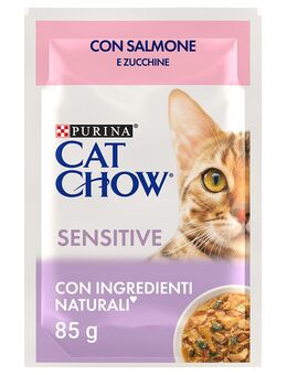 Sparpaket Cat Chow 52 x 85 g - Sensitive Lachs & Zucchini