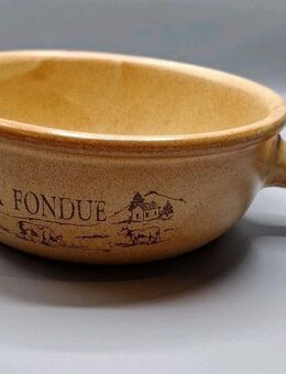 Keramik La Fondue Pfanne Keramikpfanne beige 9cm hoch 22cm Durchmesser - Essen