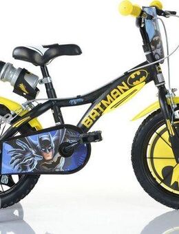Dino Kinderfahrrad Batman, 1 Gang, mit Stützrädern, Trinkflasche und Frontschild