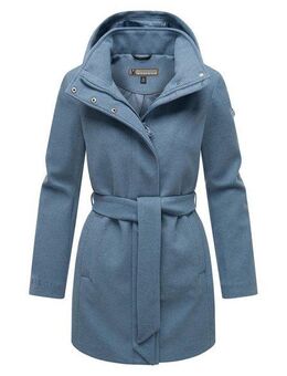 Marikoo Kurzmantel Katalinaa Eleganter Wickel Mantel mit Taillengürtel und Oversized Hood Kapuze