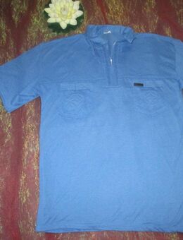 Original 1960er VINTAGE * Herren oder Damen * Unisex * Kurzarm * Polo * T-  Shirt * Gr. 50- 52/ M- L * royal- königs- mittel- blau * - Riedlingen