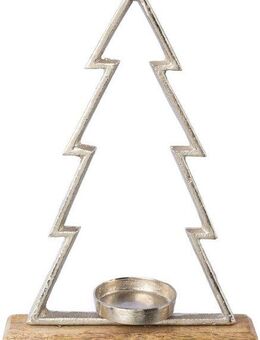 Creativ deco Teelichthalter Weihnachtsdeko (1 St), auf hochwertiger Mangoholzplatte, in Tannenbaum-Form, Höhe ca. 34 cm