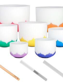 7 Lotus Kristall-Klangschalen-Set – Chakra Set – - Grebenhain