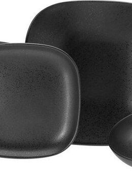 CreaTable Tafelservice Magic Black Square (12-tlg), 4 Personen, Steinzeug, matte Spezialglasur mit glänzenden Sprenkeln