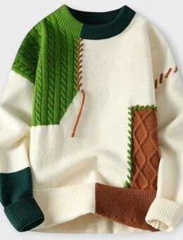 x05) neuer Herren / Jungen Pullover - Leonardo exklusiv Strickpullover grün braun - Größe M - Garbsen