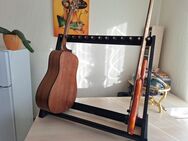 Gitarrenständer aus Holz für 6 - 8 Gitarren oder Koffer. Eiche, schwarz, Neu - Bad Laer