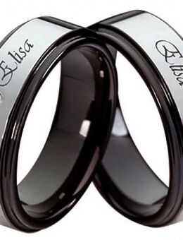 Partnerringe Wolframringe PW120 mit Zirkonia und Außengravur - Aholming