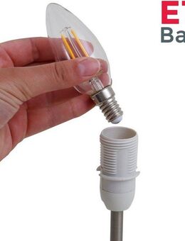 B.K.Licht Tischleuchte, ohne Leuchtmittel, Tischlampe, Stoff, Nachttisch-Leuchte, Wohnzimmerlampe, E14, grau