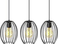 B.K.Licht Pendelleuchte BK_PL1461 Retro-Pendellampe, Metall, Schwarz, ohne Leuchtmittel, E27-Fassung, 3-flammig, ohne Leuchtmittel, L:70cm