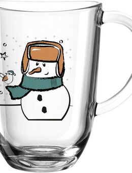 LEONARDO Tasse SILENZIO mit Motiv, Glas, Schneemann, 380ml