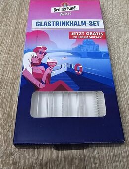 NEU Berliner Kindl Weisse - Glastrinkhalm Set - 4 Strohhalme Bü - Berlin Reinickendorf