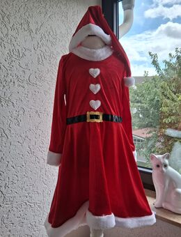 Neuwertiges rotes Drehkleid und Mütze, 122/128, weihnachtlich - Sankt Augustin
