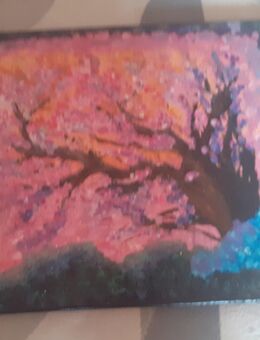 Selbstgemaltes Acrylbild ( Leinwand ) Kirschblüten im Abendlicht - Lage (Nordrhein-Westfalen)