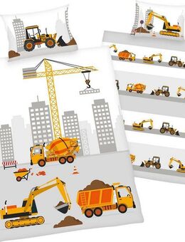 Baby Best Babybettwäsche Baustelle, Flanell, mit niedlichem Baustellen Motiv