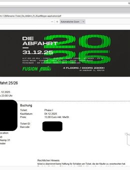 2 Tickets für Silvesterparty "Die Abfahrt" im Fusion Club Münster - Wuppertal