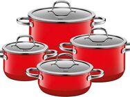 Silit Topf-Set Passion red, Silargan® (Set, 8-tlg., je 1 Fleischtopf mit Deckel 16/20/24 cm, 1 Bratentopf mit Deckel 20 cm), Made in Germany