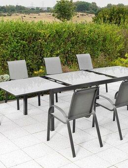 MERXX Garten-Essgruppe Amalfi, (Set, 9-tlg), 8 Stapelsessel, Ausziehtisch