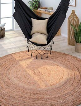 Paco Home Teppich Viborg 595, rund, Höhe: 13 mm, Jute, Modern, Boho, Handgefertigter Natur-Teppich