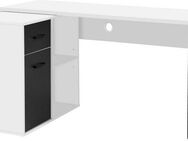 Places of Style Eckschreibtisch Moid, Computertisch, Kabeldurchlass, mit Regalfächern, Schublade und Tür, flexibles Regalelement, 140x82-115 cm