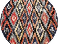 Paco Home Teppich Artigo 405, rund, Höhe: 4 mm, Kurzflor, Rauten Muster, Vintage Design, In- und Outdoor geeignet