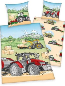 Herding Young Collection Kinderbettwäsche Traktor, Renforcé, mit tollem Traktoren-Motiv