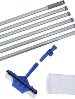 Maximex Fensterreiniger Fensterwischer extra-lang, Knickgelenk, verstellbarer Kopf, Mikrofaserbezug waschbar bei 30°C