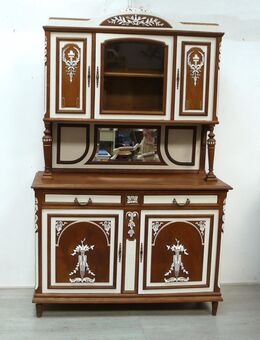Antikes Buffet Eiche Vollholz + Cremeweiß, um 1910, Jugendstil / Gründerzeit - Sinzig