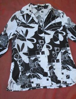 NEU * Edel * Blumen * Blüten * Flower- Power * 100% Leinen * Langarm * Hemd- Bluse "SIXTHSENSE" Gr. 42/ M * schwarz * weiß * - Riedlingen