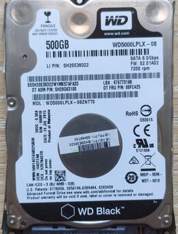 Western Digital Black WD5000LPLX-08 (500 GB SATA-HDD 2,5") - Oyten