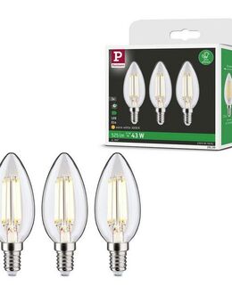 Paulmann LED-Leuchtmittel Eco-Line Filament 230V LED Kerze E14 3er-Pack 525lm 2,5W 3000K Klar, E14, 3 St., Warmweiß