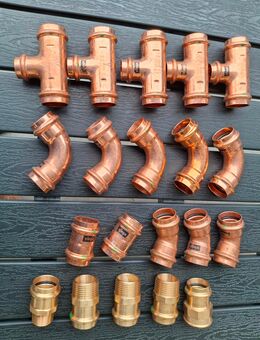 20 Stück Viega Profipress 28mm T-Stück, Bogen 90°, 45°, Verbinder, RN 28 Übergangsnippel Pressfittinge Sanpress - Essen