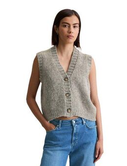 Marc O'Polo DENIM Strickweste cropped aus kuscheligem Schurwolle-Alpaka-Mix entspannter Schnitt mit tiefem V-Ausschnitt