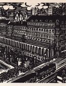 Grafik : Hamburg - Am Jungfernstieg , Blatt 20cm x 16cm , Frans Masereel ( 1889 Blankenberge - 1972 Avignon ) , M7 in 02828