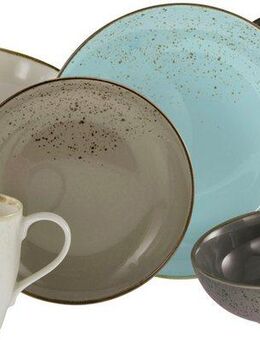 CreaTable Kombiservice Geschirr-Set NATURE COLLECTION Scandic (16-tlg), 4 Personen, Steinzeug, Service, Naturfarben mit Sprenkeln, 16 Teile, für 4 Personen