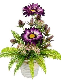 Kunstblume Arrangement aus Gerbera im Topf aus Keramik, I.GE.A., Höhe 36 cm, Tischgestecke Blumendekoration Seidenblumen Künstliche Blumen