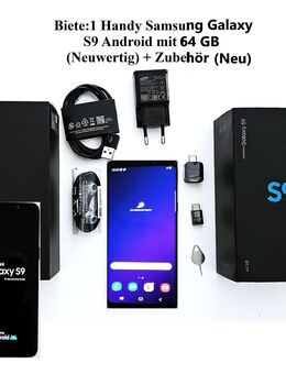 Biete:1 Handy Samsung Galaxy S9 Android mit 64 GB (Neuwertig) + Zubehör Neu - Mainz