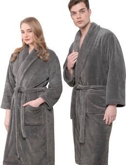 HAMMETEX Bademantel Bademantel unisex, ultraweicher & flauschiger Fleecemantel, Langform, Fleece, Schalkragen, Gürtel, ideal für Sauna & Spa, Hotelbademantel, Morgenmantel
