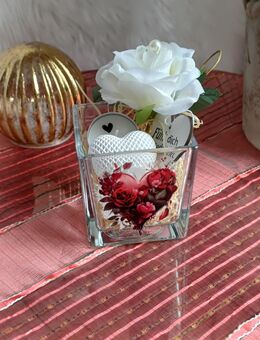 Geschenkset Muttertag Geburtstag Windlicht Herz Teelicht Rose - Rheinbach