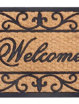 HANSE Home Fußmatte Gummi-Kokos Braided Classic Welcome Ornament, Türmatte, rechteckig, Höhe: 8 mm, Kokos, Gummi, Schmutzfangmatte, Outdoor, Rutschfest, Innen, Kokosmatte