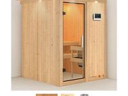 Karibu Sauna Milaja, BxTxH: 165 x 165 x 202 cm, 68 mm, (Set) 3,6-kW-Plug & Play Ofen mit externer Steuerung