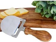 Olivenholz-erleben Käsehobel, Edelstahl, Olivenholz, gedrechselter Griff, ideal für Schnitt- und Hartkäse, Schokolade