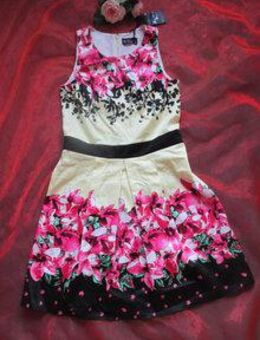 NEU * Cocktail * Ausgeh * Anlass * Blumen * Blüten * Flower- Power * Romantik * Sommer * Etui * Kleid "Laura Scott" Gr. 36- 38/ S * gelb * pink * schwarz * - Riedlingen