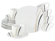 CreaTable Kaffeeservice Square City Line, Kaffee-Service 18-tlg (18-tlg), 6 Personen, Porzellan, Moderner Urban Style