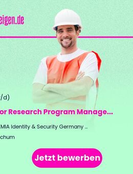 Senior Research Program Manager - Civil Security (m/w/d) - Bochum