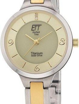 ETT Solaruhr Solar Drive ELT-12148-61M, (Set, 2-tlg., mit Bandkürzgerät), Armbanduhr, Damenuhr, Titan