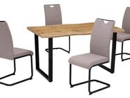 HELA Essgruppe GISELLE Esszimmer, Essgruppe, Sitzgruppe TOPSELLER!, (Set, 5-tlg., 5er Set, Tisch plus 4 Stühle), Esstisch U-Gestell Metall, Tischplatte mit Baumkante, OTTOs Choice
