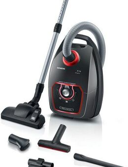 SIEMENS Bodenstaubsauger Z7.0 VSZ7XTRM, ideal für Allergiker, Hygiene-Filter, Made in Germany, 750 W, mit Beutel, für Parkett, Teppich, Fliesen, XXL-Polsterdüse, XXL-Fugendüse, leise