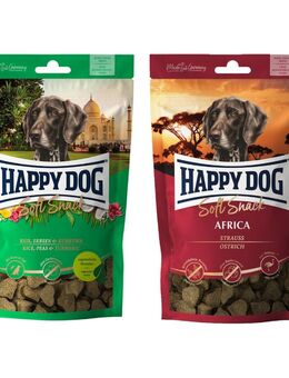 Kombi-Paket: Happy Dog Soft Snack - India 3 x 100 g + 3 x 100 g Africa